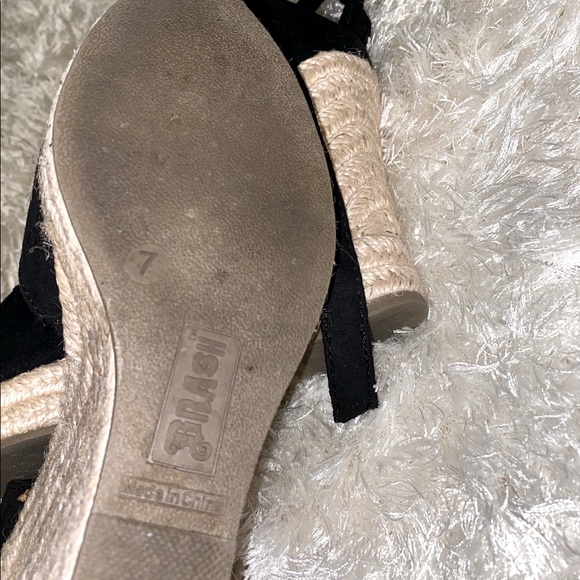 Black Suede Wedges. Tie around the ankle. - Picture 3 of 4